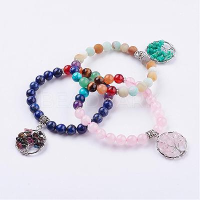 Gemstone Stretch Bracelets BJEW-F262-B-1