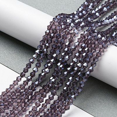 Transparent Electroplate Glass Beads Strands EGLA-A039-T3mm-A04-1