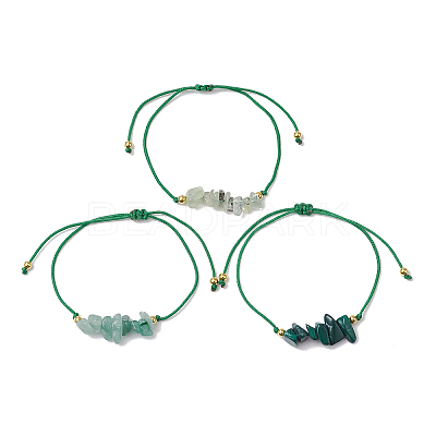 3Pcs 3 Styles Gemstone Braided Bead Bracelets BJEW-JB11146-04-1