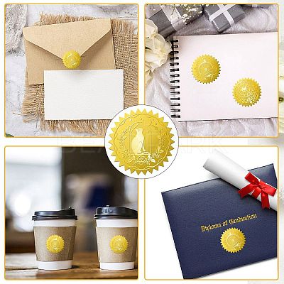 34 Sheets Self Adhesive Gold Foil Embossed Stickers DIY-WH0509-063-1