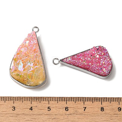 Eletroplated Natural Druzy Agate Pendants G-C143-02-1