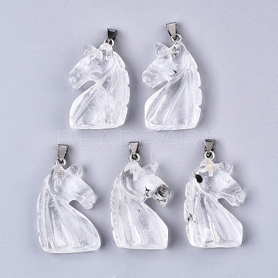 Carved Natural Quartz Crystal Pendants X-G-N0327-002M-1