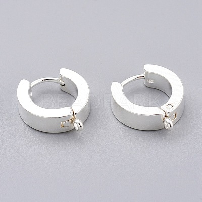 201 Stainless Steel Huggie Hoop Earrings Findings STAS-A167-01B-S-1