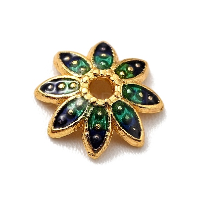 Multi-Petal Alloy Enamel Bead Caps X-FIND-G029-02G-1