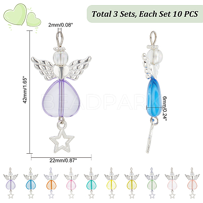 3 Sets Angle with Star Acrylic Pendants FIND-PH0009-12-1