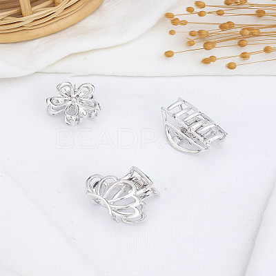 3Pcs 3 Styles Metal Hollow Claw Hair Clips OHAR-LP0001-21P-1