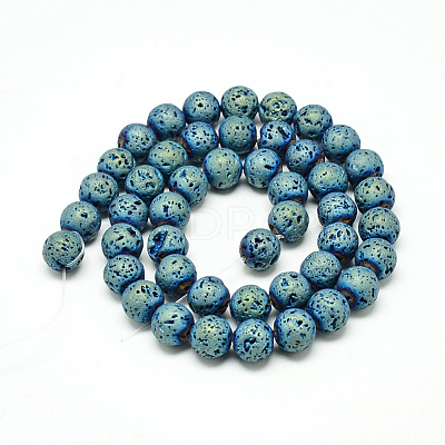 Electroplate Natural Lava Rock Beads Strands X-G-T058-03C-6MM-1