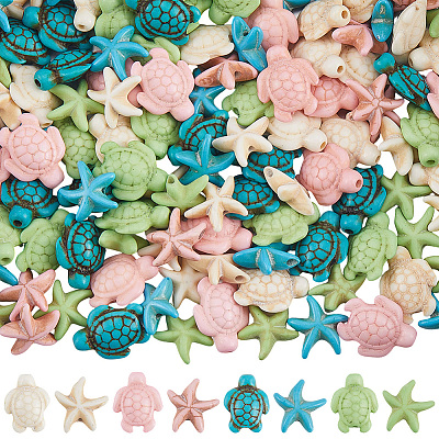 160Pcs 8 Styles Dyed Synthetic Turquoise Beads G-SC0003-47-1