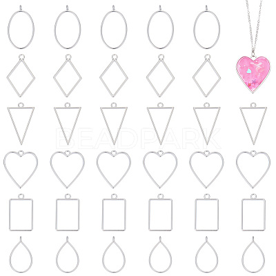 36Pcs 6 Styles Alloy Open Back Bezel Pendants FIND-UN0003-24-1