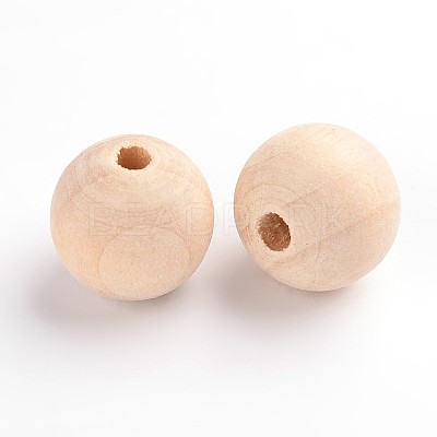 Unfinished Natural Wood Beads X-WOOD-S651-16mm-LF-1