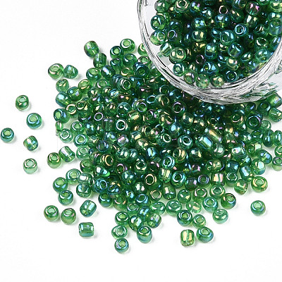 Round Transparent Colors Rainbow Glass Seed Beads X-SEED-A007-3mm-167-1