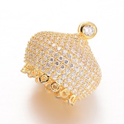 3D Crown Brass Micro Pave Cubic Zirconia Pendants KK-L134-16G-1