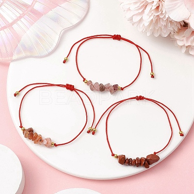 3Pcs 3 Styles Gemstone Braided Bead Bracelets BJEW-JB11146-10-1