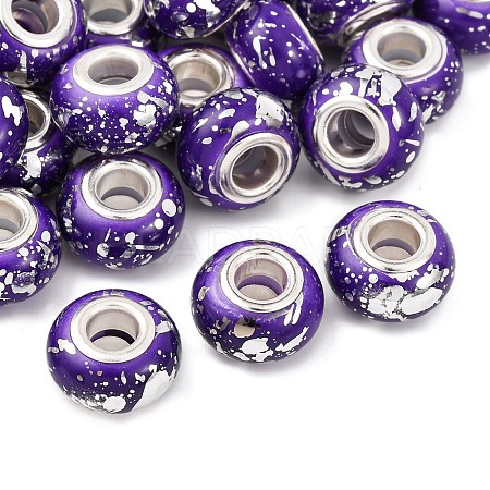 Opaque Resin Rondelle European Beads RESI-Z046-03H-1