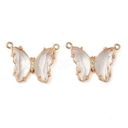 Brass Pave Faceted Glass Connector Charms FIND-Z020-03K-1