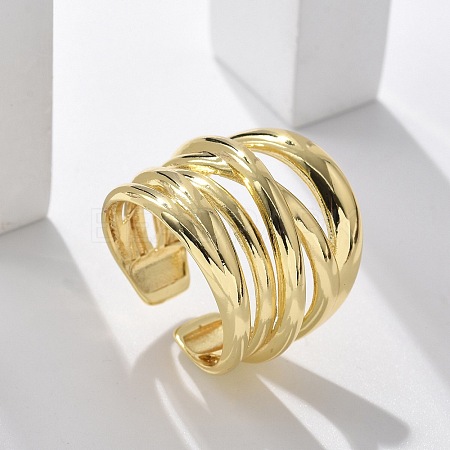 Brass Multi-layer Cuff Finger Rings RJEW-C120-03G-1