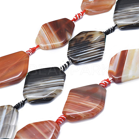 Natural Banded Agate/Striped Agate Beads Strands G-I245-59-1