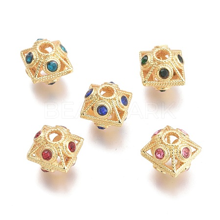Brass Micro Pave Cubic Zirconia Beads KK-P187-26-G-1