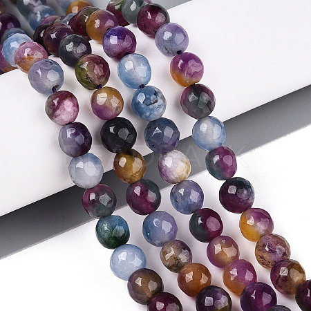 Dyed Natural White Jade Beads Strands G-T139-8mm-60-08-1