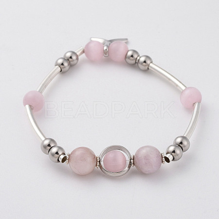 Cat Eye Beads Stretch Bracelets BJEW-JB04762-03-1