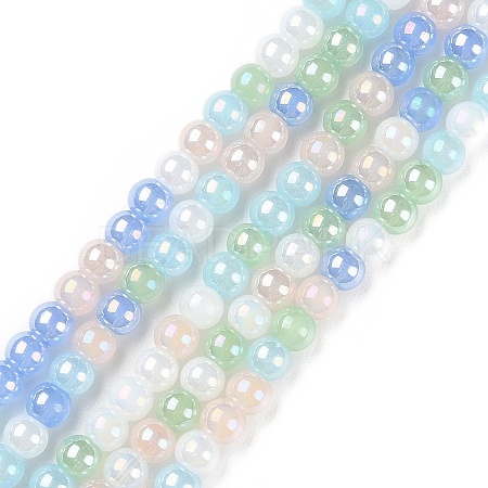 Transperant Electroplate Glass Beads Strands X-GLAA-P056-4mm-B02-1