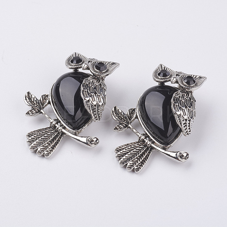 Natural Dyed & Heated Black Agate Pendants G-E442-01R-1
