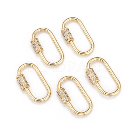 Brass Micro Pave Cubic Zirconia Screw Carabiner Lock Charms ZIRC-G160-21G-1