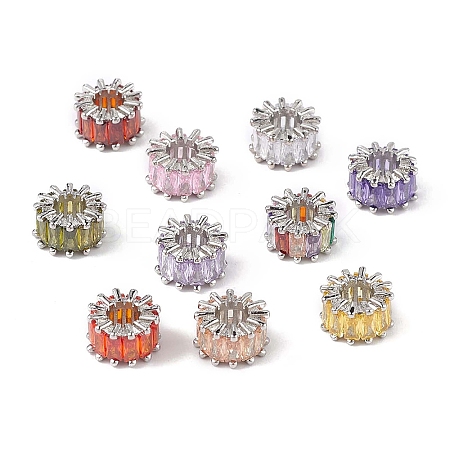 Rack Plating Brass Micro Pave Cubic Zirconia Beads KK-C019-01P-1