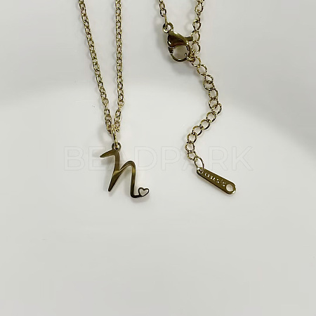 304 Stainless Steel Letter Pendant Necklaces NJEW-WH0027-04N-G-NR-1