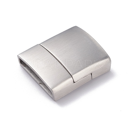 Tarnish Resistant Matte 304 Stainless Steel Rectangle Magnetic Clasps with Glue-in Ends STAS-E089-41E-1