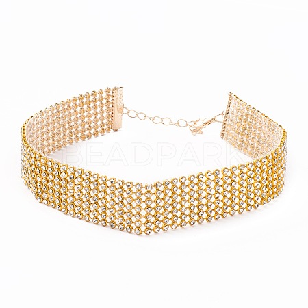 7 Row Crystal Rhinestone Choker Necklace NJEW-F289-01B-G-1