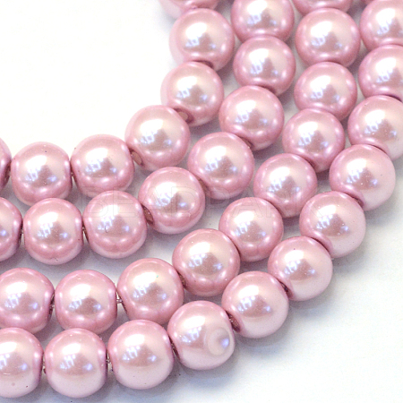 Baking Paint Pearlized Glass Pearl Round Bead Strands X-HY-Q003-4mm-47-1
