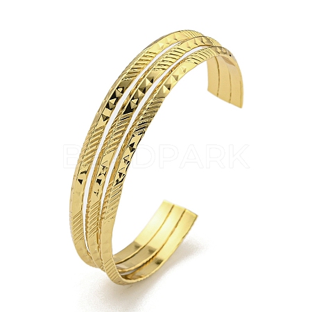 PVD Vacuum Plating 202 Stainless Steel Multi-strand Open Cuff Bangles for Women BJEW-M317-07A-G-1