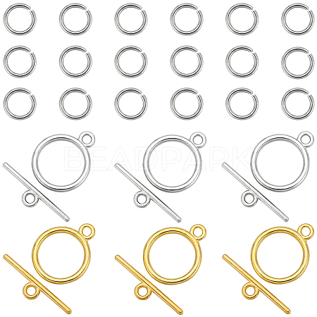 60Pcs 2 Colors Tibetan Style Alloy Toggle Clasps FIND-SC0008-20-1
