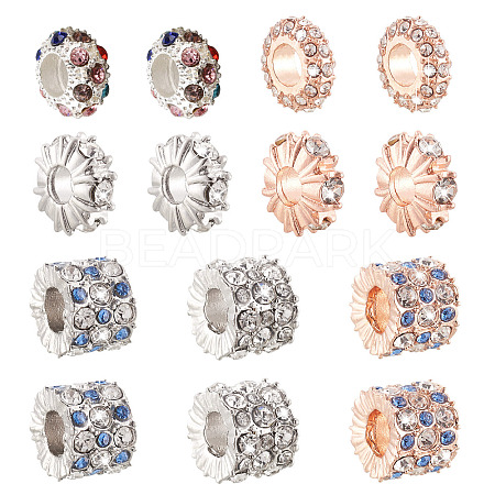 14Pcs 7 Style Zinc Alloy Rhinestone Beads ALRI-PJ0001-01-1