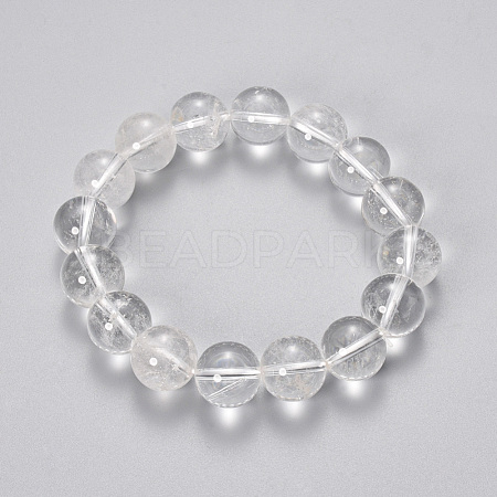 Natural Quartz Crystal Beaded Stretch Bracelets BJEW-Q692-46-8mm-1