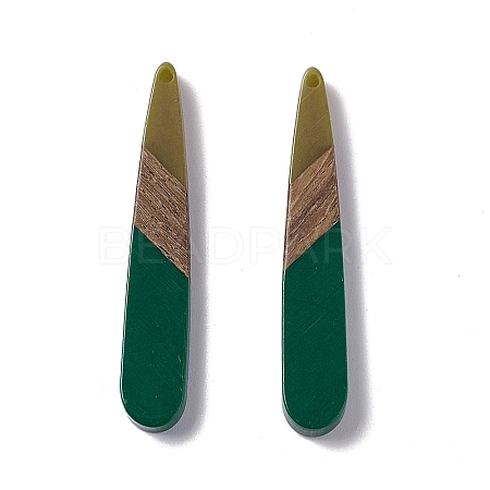 Opaque Resin & Walnut Wood Pendants RESI-M027-12C-1