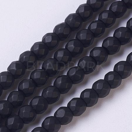 Synthetic Black Stone Beads Strands G-C059-4mm-1-1