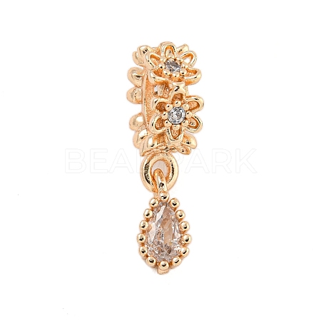 Rack Plating Brass Clear Cubic Zirconia European Dangle Charms KK-F876-23KCG-1