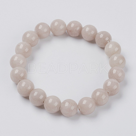 Natural Yellow Jade Beaded Stretch Bracelet BJEW-P209-15-6mm-1