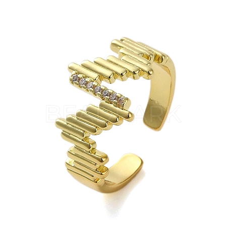 Brass with Cubic Zirconia Rings RJEW-B057-08G-1