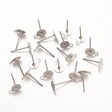 Non-Tarnish 316 Surgical Stainless Steel Stud Earring Settings STAS-K098-07-6mm-P-1