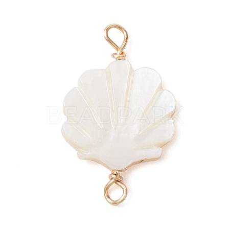 Natural Freshwater Shell Connector Charms PALLOY-JF02442-01-1