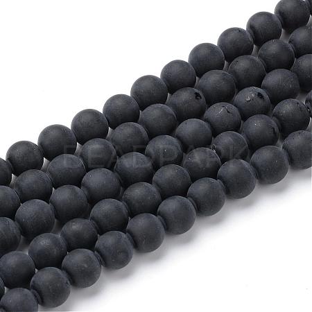 Natural Black Agate Stone Beads Strands G-T055-4mm-07-1