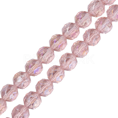 Electroplate Transparent Glass Beads Strands EGLA-N002-34A-C02-1