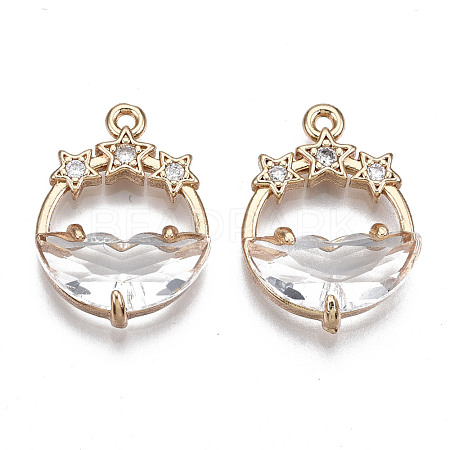 Faceted Transparent Glass Pendants GLAA-T020-18H-1