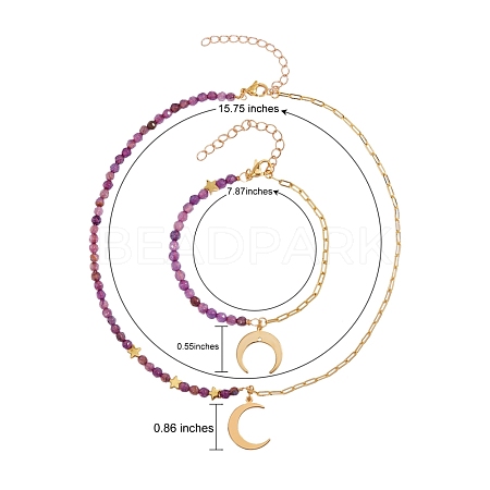 Brass Charm Bracelet & Pendant Necklace Sets SJEW-SZ0001-010G-1