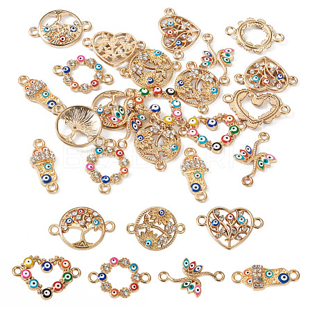 28Pcs 7 Styles Alloy Colorful Enamel Connector Charms FIND-TA0002-46-1