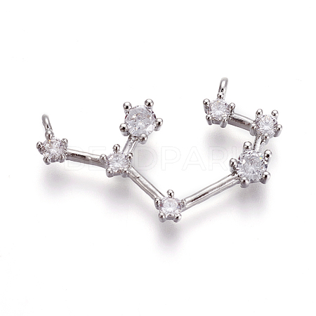 Brass Micro Pave Cubic Zirconia Pendants ZIRC-F099-20P-10-1