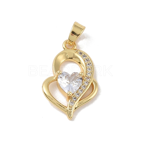 Brass Micro Pave Cubic Zirconia Pendants KK-P273-11A-G-1